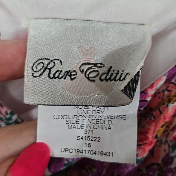 Big Girls Rare Editions Sleeveless Floral Print Skater Dress Keyhole Tassel Tie - Picture 6 of 9